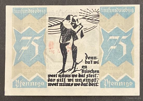 Нотгельд 75 пфеннигов 1921 год. Шлезвиг-Гольштейн. Веймарская республика