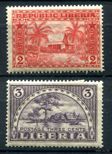 Либерия - 1914г. - ландшафты - 2 марки - полная серия, MH с потрескавшимся клеем [Mi 126-127]. #4-W1-127-A-1