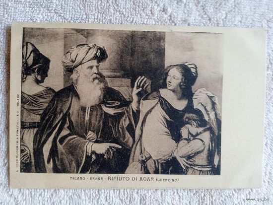 Открытка старинная. Гверчино. Изгнание Агари. Издание Италии