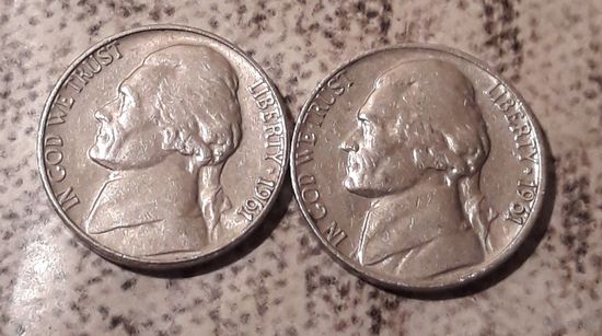 5 центов  1961 Р & D США Джеферсон