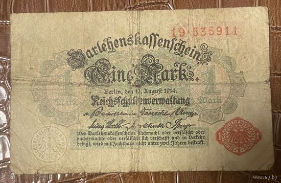 Банкнота 1 марка 1914 год. Германская империя.