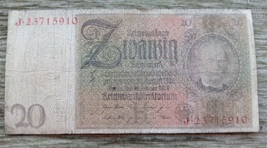 Werty71 Германия 20 марок 1924 1929 банкнота Веймарская Республика Веймар