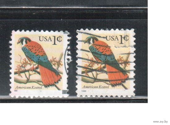 США-1995-1999, (Мих.2559,3240) , гаш. , Стандарт, Фауна, Птицы(одиночка), 2 выпуска