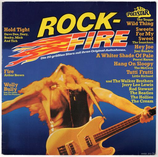 LP Rock-Fire (The Beatles, Procol Harum, Jimi Hendrix, The Cream, Little Richard, Rod Stewart, The Hollies, Jerry Lee Lewis і іншыя)
