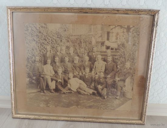 Фото большое в старинной рамке со стеклом "Уездный съезд врачей (?) учителей", до 1917 г. (37*47 см без паспарту)