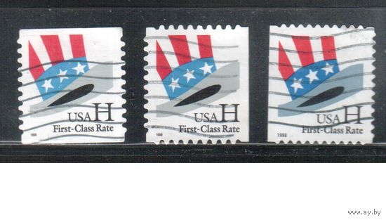 США-1998 (Мих.3059 BG+BH) , гаш., Шляпа (одиночка),3 зубцовки