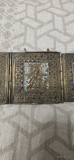 Шикарный большой меднолитой складень 19век