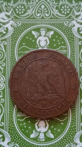 Франция 10 сантимов 1855 D