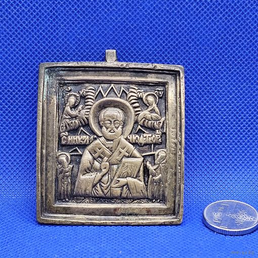 Старт с 1 Рубля !!! Икона литье плашка Пластика плакетка св.Николай чудотворец Оригинал!!!