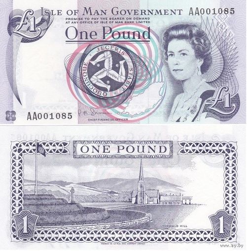 Остров Мэн 1 фунт образца 1990-2009 UNC p40c