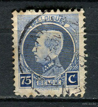 Бельгия - 1923/1925 - Король Альберт I 75С - (есть тонкое место) - [Mi.189C] - 1 марка. Гашеная.  (Лот 10GQ)-T41P1