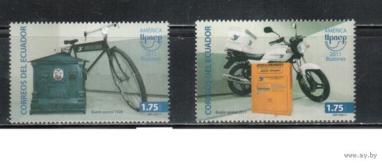 Эквадор-2011(Мих.3354-3355)  **  ,  Мотоциклы, Велосипед (полная серия)