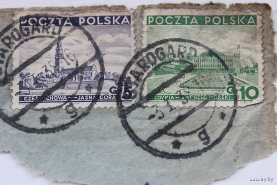 Две польские марки на 5 и 10 грош гашенные Starogard Gdaski