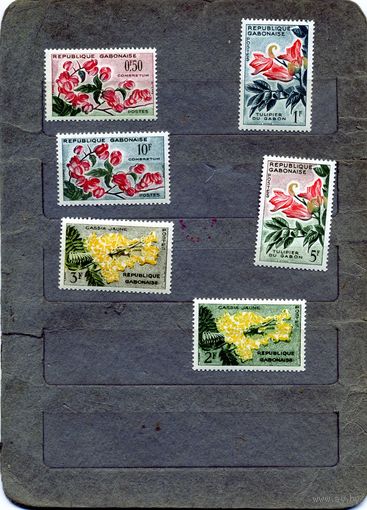 ГАБОН, 1961 флора,** серия 6м чистая