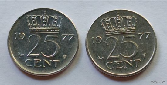 Нидерланды. 25 центов 1977 года.