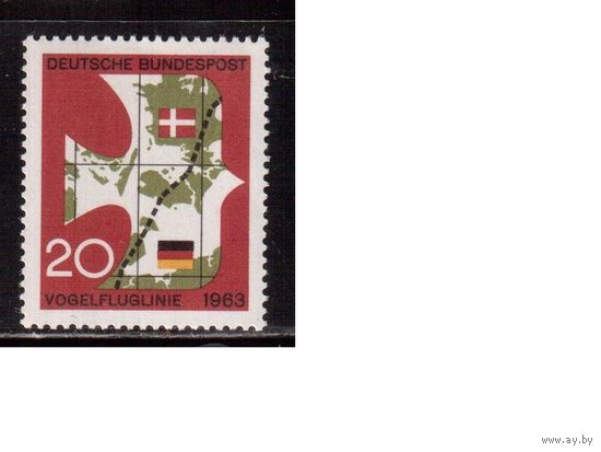 Германия(ФРГ)-1963,(Мих.399), **, ФРГ-Дания, Флаги