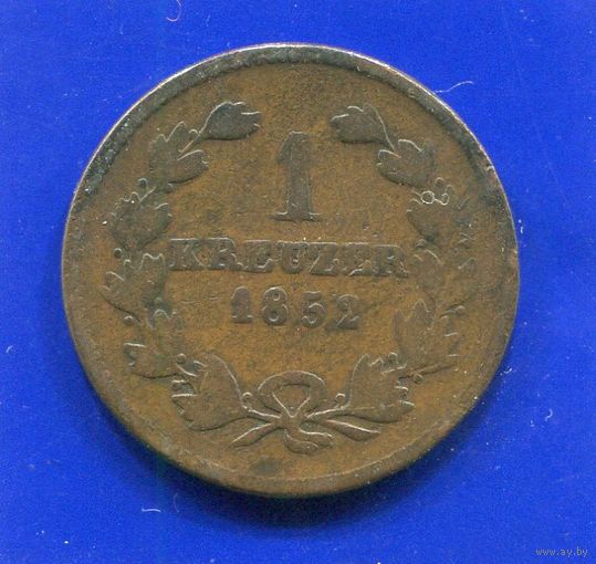 Германия , Баден 1 крейцер 1852