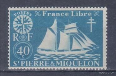 [478] Французские колонии. Сент-Пьер и Микелон 1942. Корабль.Парусник.40с. МН