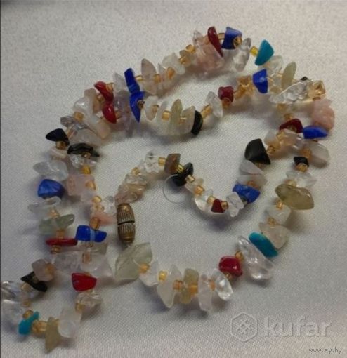 Винтажные бусы Микс из уральских камней.