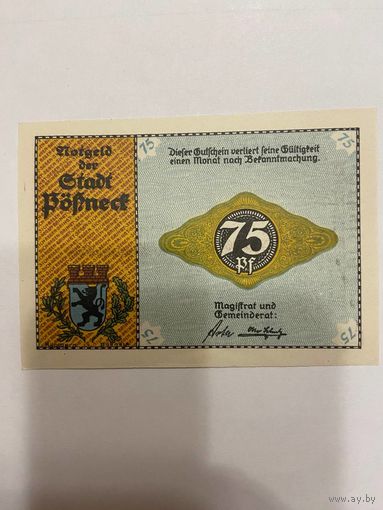 Нотгельд 75 пфеннигов 1921 год. Буфнех. Веймарская республика - 2201