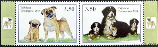 Таджикистан 2018 .Фауна. Собаки. Сцепка из 2 марок