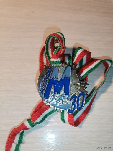Медаль с лыжных соревнований, Зап., Европа, тяжёлый металл, размер 4.5*4 см.