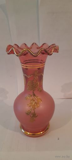 ВАЗА БОГЕМИЯ ЗОЛОЧЕНИЕ ЦВЕТНАЯ