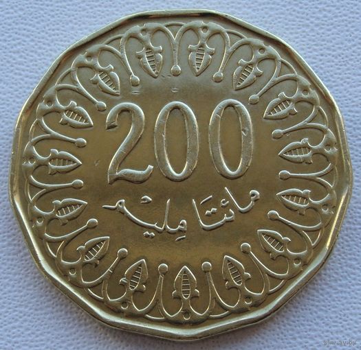 Тунис. 200 миллимов 2013 год  UC#4