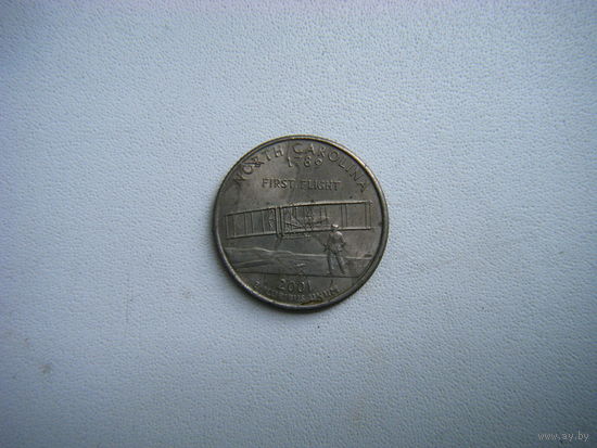 Квотер (25 центов) США 2001г. СЕВЕРНАЯ КАРОЛИНА. Р.