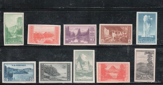 США-1935, (Скотт.756-765),  **/* ,   Национальные парки,(полная серия) БЗЦ