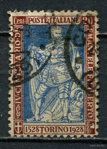 Королевство Италия - 1928 - Герцог Савойский Эммануил Филиберт 20С - [Mi.285A] - 1 марка. Гашеная.  (Лот 62EM)-T7P11