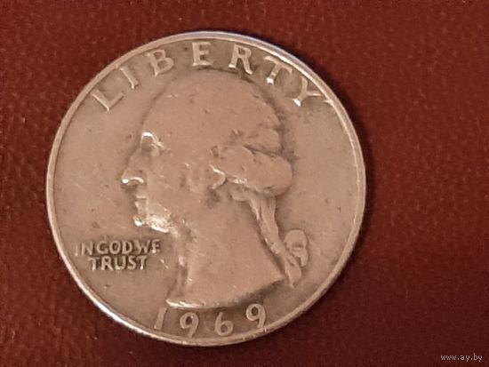 США 1 квотер 25 центов 1/4 доллара, 1969.
