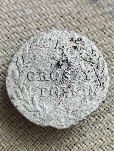Распродажа - 5 грошей 1816г.,Царство Польское,АЛЕКСАНДР 1(РЕДКАЯ)