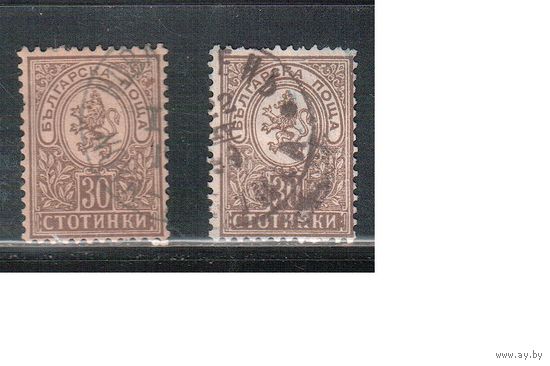 Болгария(Княжество)-1889, (Мих.35А ),  гаш. , Стандарт, Герб,  перф. 13 1/4 , оттенки