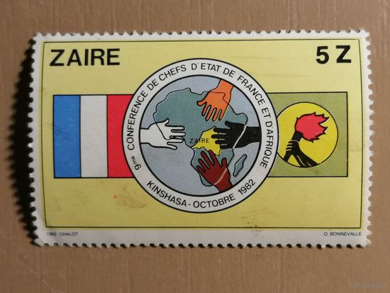 Марка Заир, 9-я конференция глав стран Африки и Европы в Киншасе, 1982 г.