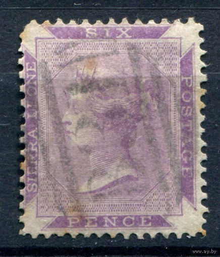 Британские колонии - Сьерра-Леоне - 1859/74г. - королева Виктория, 6 P b - 1 марка - гашёная [Mi 1 b]. #4-B5-126-A-1