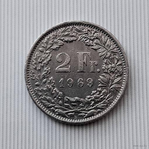 2 франка 1969 года Швейцария. Швейцарская конфедерация.