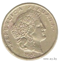 Перуанская Республика ( Перу ). 5 сентаво 1957. Богиня Церера.