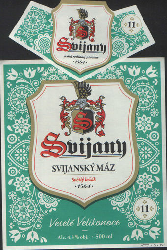 Пивная этикетка. Svijany - Чехия