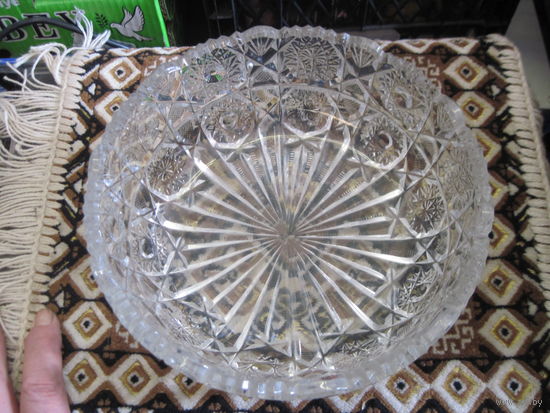 Ваза, фруктовница хрустальная 8,5х21 см.