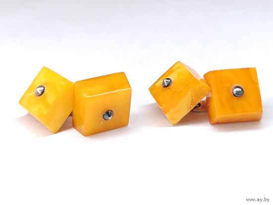 Запонки Янтарь Серебро 875 пр. СССР.