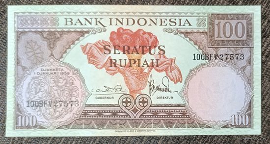 100 рупий 1959 года - Индонезия - UNC