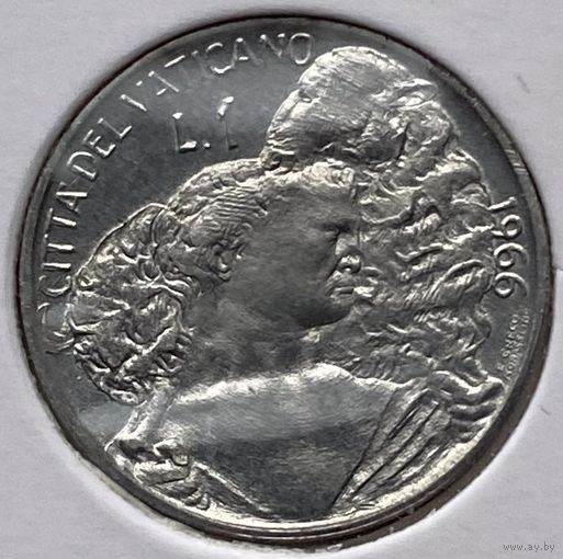 Ватикан 1 лира 1966 г. В холдере