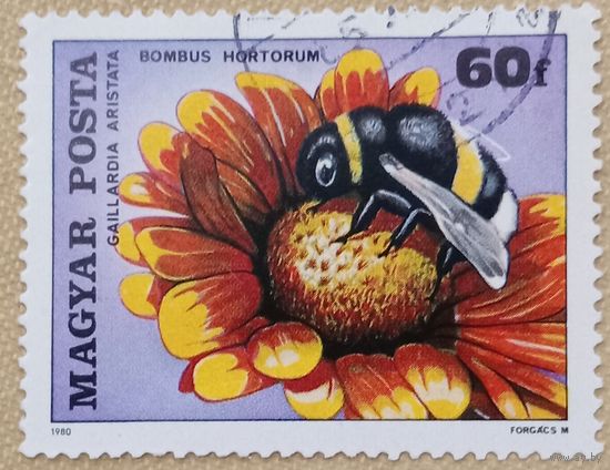 Венгрия 1980. Пчела. Цветок. Марка из серии