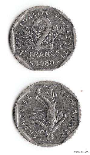 2 франка Франция 1980 год