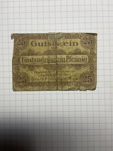 25 пфенигов (нотгельды) г. Германия.-2012