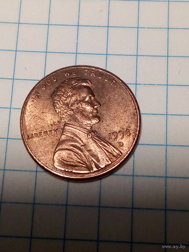 1 цент США 1998 D  год