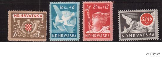 Хорватия(Рейх)-1944,(Мих.150-153),  ** , Война, Почта, Самолет