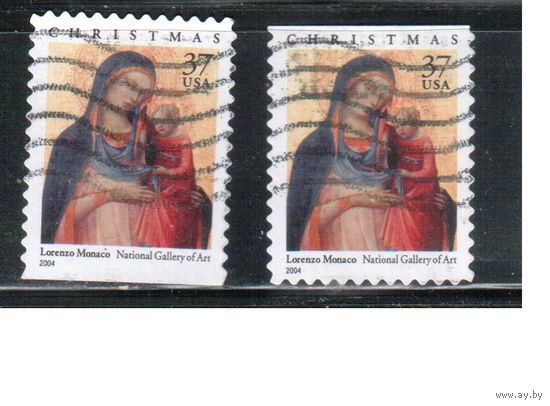 США-2004 (Мих.3880 BD) , гаш., Рождество, Живопись (одиночка), зубцовки
