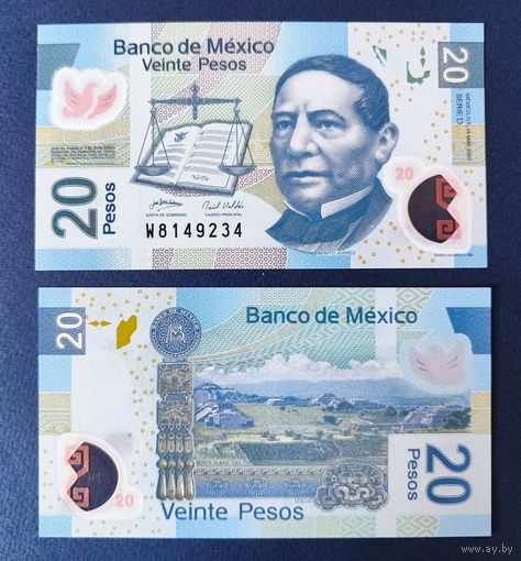 Мексика, 20 песо 2007 г., P-122d (полимер, Serie D), UNC